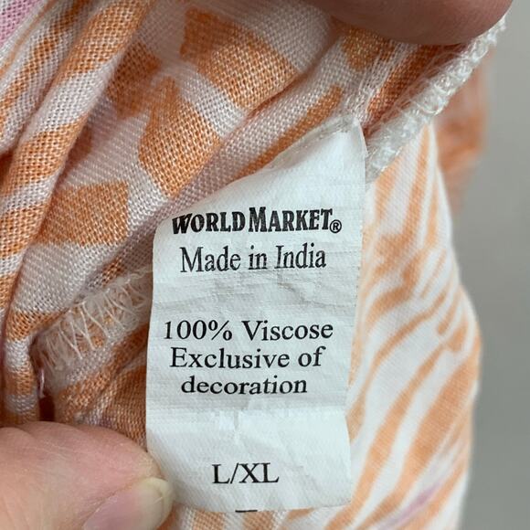 World Market Maxi Dress sz Large / XL Lightweight Kaftan Kimono Beachy Geometric - Picture 8 of 10